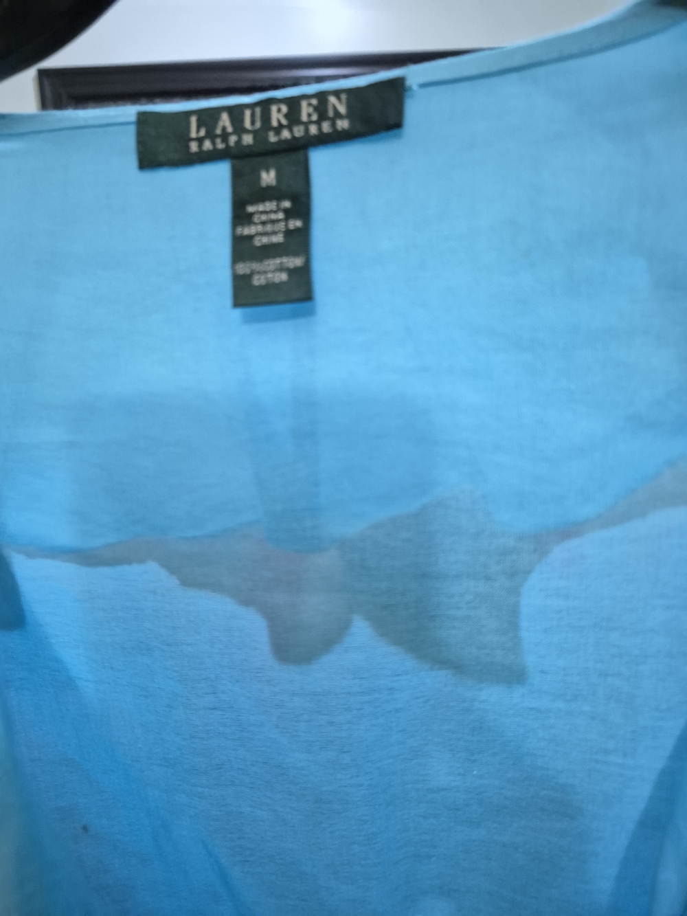 Ralph Lauren Turquoise Sheer Ruffled Wrap Blouse - Picture 5 of 10